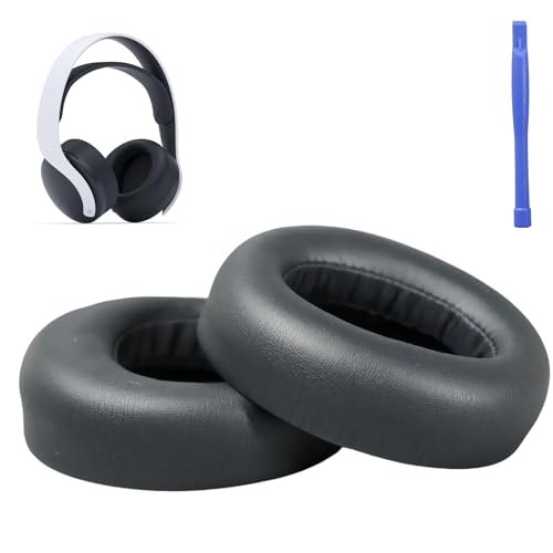 leruiyezs Para Almohadillas Auriculares Sony PS5 Almohadillas Cascos Sony PS5 Negra Cuero Proteico con Espuma Viscoelástica Recambio Cascos PS5 para Auriculares Pulse 3D Aislamiento Acústico y Confort
