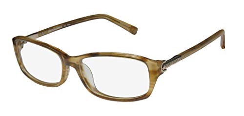 Trussardi 12504 For Ladies/Women Designer Full-Rim Shape Exclusive Modern Hip Eyeglasses/Spectacles (54-15-135, Transparent Brown/Honey)