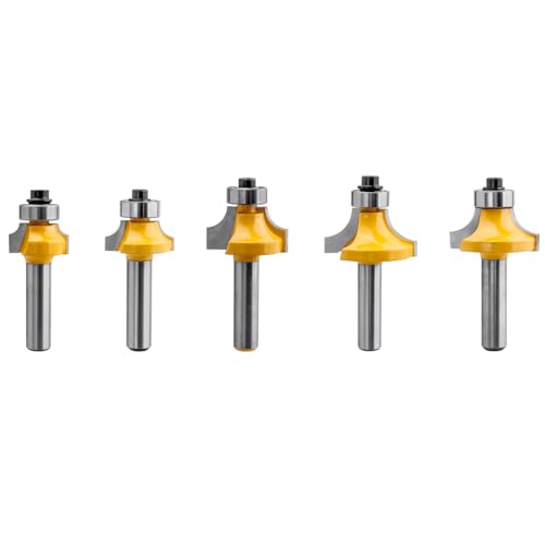 Bestgle 6 Piezas Brocas de Fresado con Vástago de 8 mm,Fresa de Radio Cóncavo con Rodamiento,Fresa para el Trabajo de la Madera