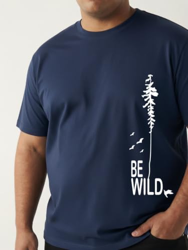 Image of Toodlegram - 100% Pure Cotton Plus Size T Shirt for Men- Regular Fit - Half Sleeve Roundneck Stylish Tshirt - Graphic Printed Be Wild (Size - 2XL to 10XL)