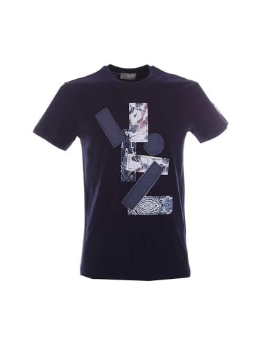 T-shirt bleu Yes-zee T706 SU00 en coton pour un look casual quotidien