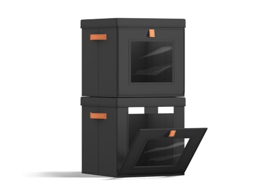 Image of Homsorout Cube Storage Bins with Lids - Front Opening, Clear Window, 2 Pack