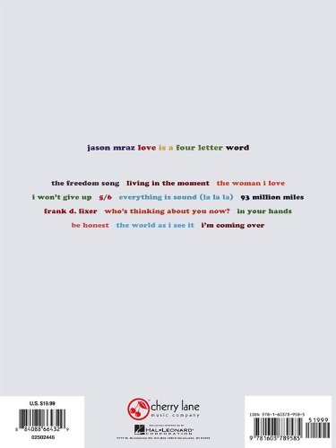 Jason Mraz: Love Is A Four Letter Word. Partituras para Piano, Voz y Guitarra