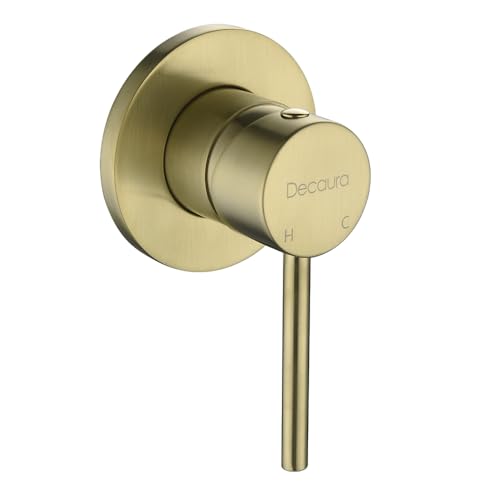 Decaura Single Handle Shower Mixer Tap, Wall Mount Concealed Faucet, Luxury Brass Bathtub Mixer with Pin Lever, Brushed Gold