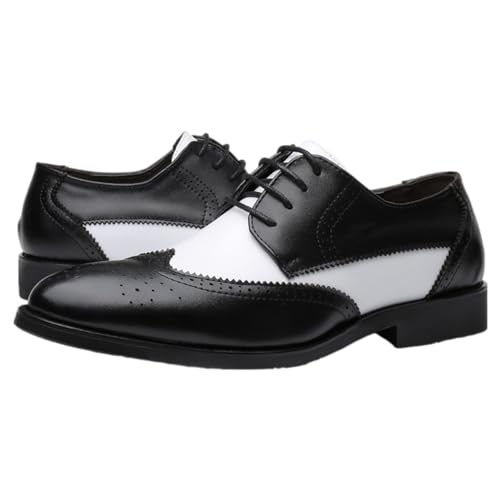 ANUFER Men's Elegant Wingtip Brogue Spectator Shoes Patchwork Derby Lace Up Dress Shoes3