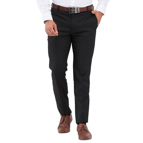 Image of Raymond Men Slim Fit Checks Pattern Poly Viscose Blend Flat Front Formal Trouser