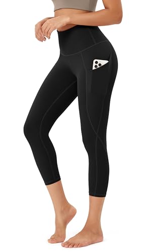 ODODOS Women's High Waisted Cropped Yoga Leggings with Pockets, 23"