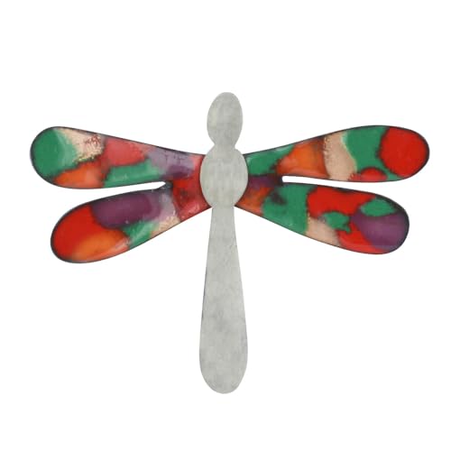 Broche libellule émaillée Les Poulettes Bijoux orange violet vert pour femme