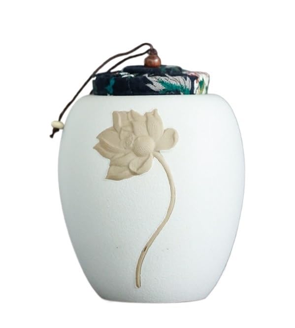 Urna Pamiątkowa Urny Pamiątkowe Dla Zwierząt Domowych Na Prochy Psów, Ceramiczne Popiół, Pamiątkowa Urna Do Dzielenia Się Prochami Domowych Dekoracyjne(White)