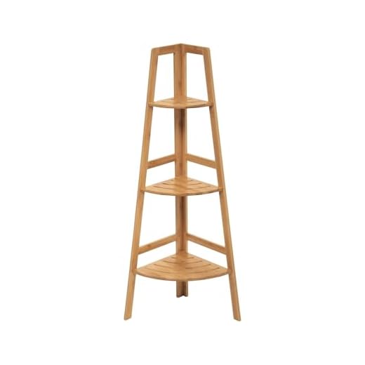 7H SEVEN HOUSE Estantería Esquinera de Bambú con 3 Niveles 103x31.9x31.9cm 7house