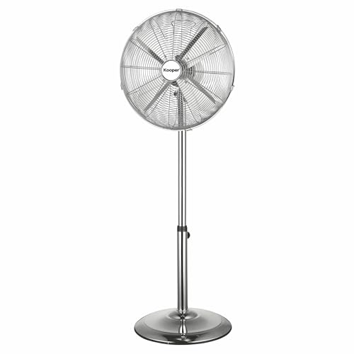 Kooper Ventilatore a piantana, base tonda, 3 velocità con oscillazione, 50 W, h. 140 cm, silver