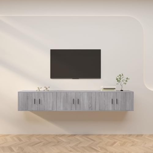Homgoday Muebles para TV de Pared 3 uds Gris Sonoma 80x34,5x40 cm Mueble de Salon, Juego de Muebles, Mueble de TV con Estilo