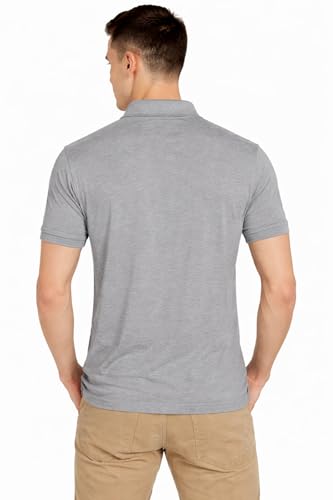 Image of Men's Solid Polo T-Shirt | Short Sleeve | Regular Fit | Soft Breathable Fabric | Casual & Smart Wear | Button Placket Collar Top |