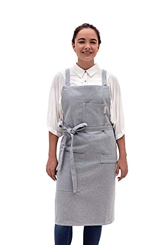 MEEMA Crossback Bib Apron for Men & Women | Blue Eco Friendly Upcycled