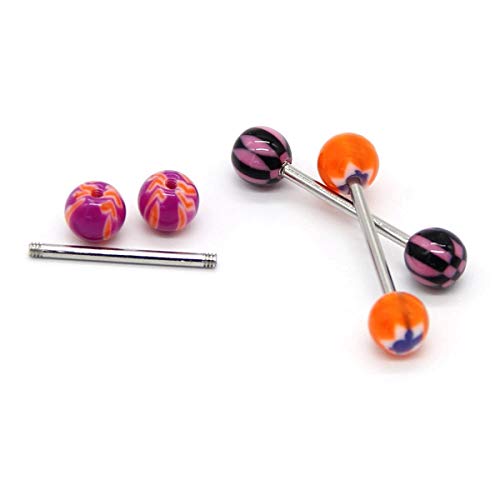 CrazyPiercing Wholesale 14g Tongue Ring Barbells 110/130/150/200Pcs Stainless Steel Bar Tongue Rings Assorted Colors without Repeating for Women Man4