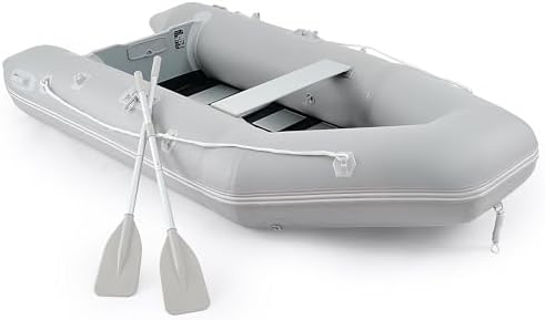 CO-Z 10ft Inflatable Dinghy Boat for 4 Adults, 990lb Capacity Heavy-Duty PVC Raft with Aluminum Floor & Oars, Motor Mount, Kayak-Style Tender for Fishing, Rescue & Water Sports