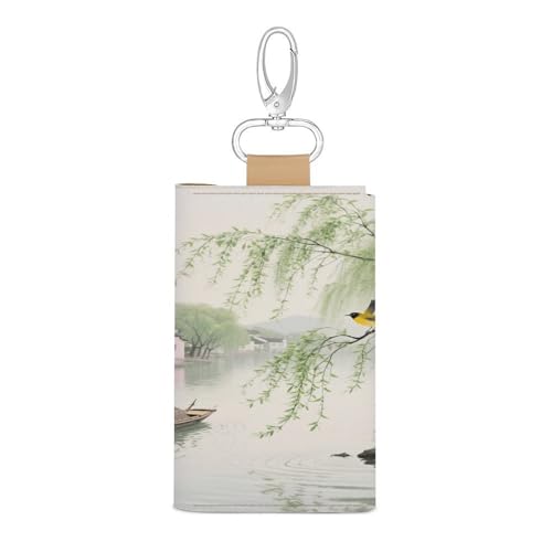 Leather Keychain Spring Orioles on The Willow Bank Keychain Keychains Key Chain with 6 Hooks Can Be Used As A Credit Card Holder Coin Purse Key Bag4