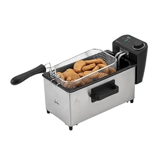 JATA JEFR1678 Friteuse à huile 4 l 2000 W | Thermostat réglable avec indicateurs lumineux | Zone froide pour huile propre et sans odeurs | Démontable | Nettoyage facile | Corps et couvercle en acier