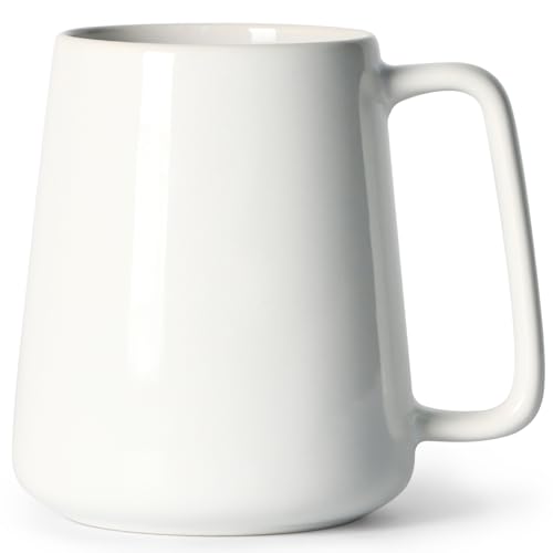 Smilatte 24 OZ Large Coffee Mug 720ml Ceramic Tea Cup with Big Handle for Dad Men Women Unique Style for Any Kitchen White