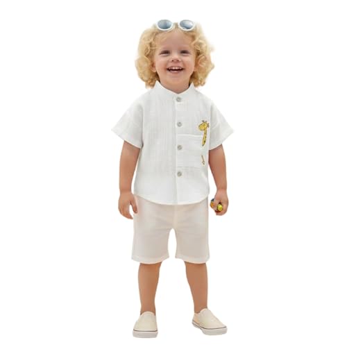 Image of A.T.U.N. (ALL THINGS UBER NICE) Baby Boys 100% Cotton Shirt | Mandarin Collar Half Sleeve Shirt with Cute Printed Design | Button Front Soft Fabric Shirt | Comfortable Stylish Top Wear for Babies