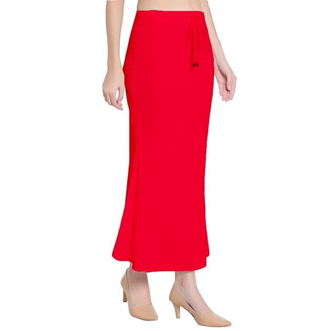 Image of Saree Shapewear Petticoat for Women Cotton Blended Lycra Shaper Petticoat with Elastic & Lace (Drawstring) Long Under Skirt Fishcut Wrinkle Free Shapewear