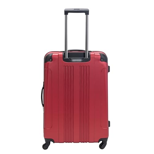 Image of Kenneth Cole REACTION Out of Bounds Lightweight Hardshell 4-Wheel Spinner Luggage, Scarlet Red, 28-Inch Checked