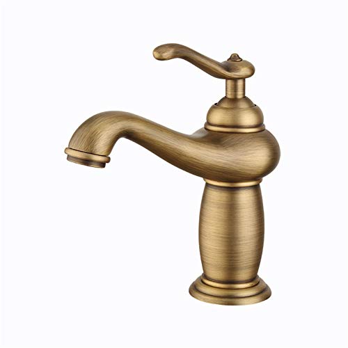 RREN-Faucet Grifo Retro, Grifo Antiguo Europeo Completamente de Cobre, Grifo de Lavabo de una manija, Grifo de Fregadero de Uso Doble Caliente y frío Cover