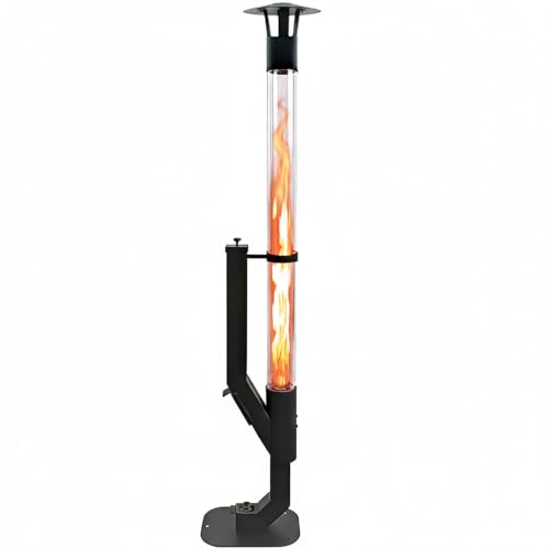 Nygira 61 Inch Patio Heater, Pellet Stove, Wood Pellet Heater for Outdoor with Exclusive Rain Cap, Smokeless Wood Pellet Burning Flame, All-Weather for Garden, Backyard, Party,Matte Black