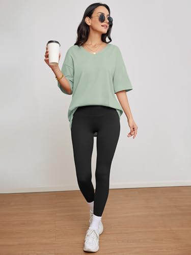 Image of ATHMILE Womens Oversized Shirts V Neck Plus Size Spring Workout Summer Tops Beach Vacation 2026 Gym Clothes Basic Tee