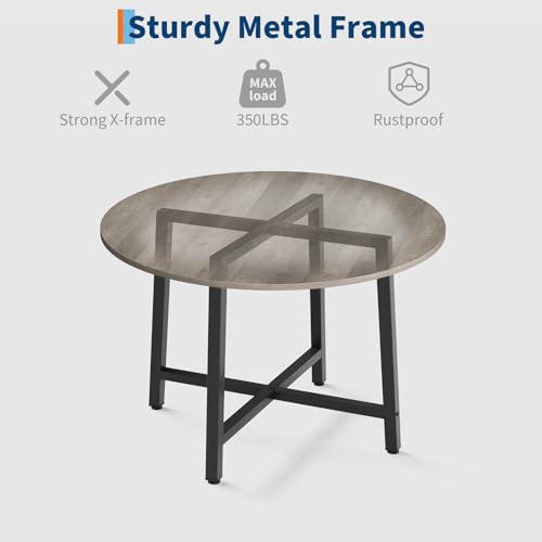 Image of IDEALHOUSE 31.5 Inch Round Dining Table for 2-4, Small Kitchen Dining Room Table for Space Saving, Wood Circle Kitchen Table with Sturdy Metal Frame (No Chairs)