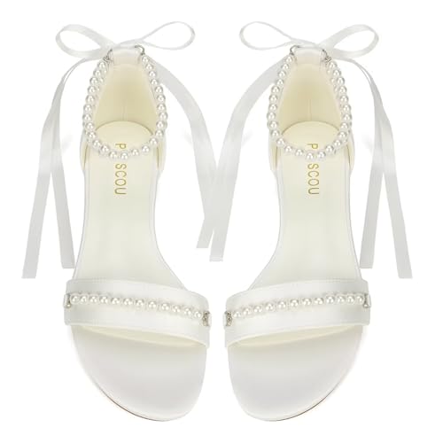 Pearl Sandals Flat Wedding Shoes for Bride Open Toe Wedding Flats Bridal Shoes2