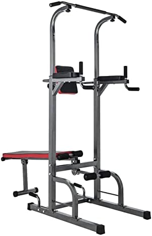 Adjustable Height Multistation Power Tower Dip Bar and Pull Up Station Home Fitness Workout Station,Strength Training Workout Equipment for Home Gym Exercise Fitness JXXCFCDUS