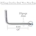 Body Candy Stainless Steel 1.57mm Light Blue Accent Micro L Shape Nose Stud Ring 20 Gauge