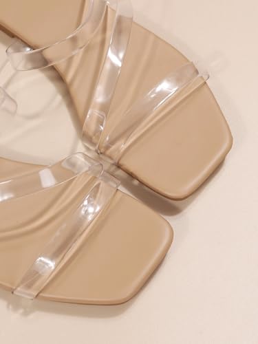 GORGLITTER Women's Clear Sandals Strappy Jelly Flat Slides Dressy Open Toe Cute Vacation Beach Shoes 20252