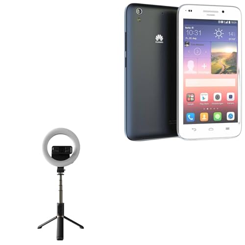 BoxWave Stand and Mount Compatible with Huawei Ascend G620 - RingLight SelfiePod, Selfie Stick Extendable Arm with Ring Light - Jet Black