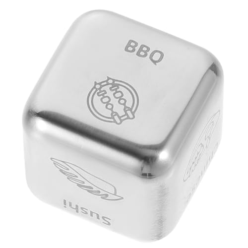 Gatuida Datos para Decidir la Comida de Acero Inoxidable Pequeños y Portátiles Dados para Juegos de Fiesta y Cenas Familiares Accesorios Creativos para Reuniones