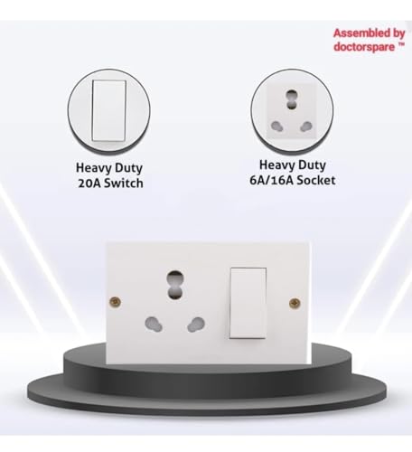 Image of Switch Socket Combined Powerful Extension Board with 3 Meter Copper Cable | 20A Switch, 16A /6A Socket | Extension Power Board for Laptop, Washing Machine, Heater, Cooler, Fridge & All Home Appliances
