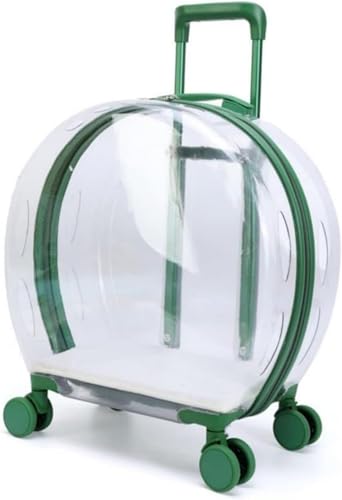 Riuuyyi 猫スーツケース キャスター付き ペットカート リュックキャリーバッグ ペット用スーツケース 犬 猫用 透明 キャリーバッグ 通気性 散歩 旅行 通院 防災用 旅行 外出 軽量 可愛い (A,グリーン)
