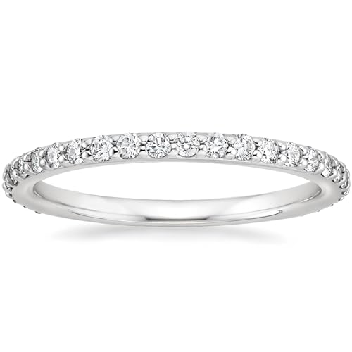 Moissanite Wedding Band Eternity Stackable Engagement Ring for Women Solid 10K 14K 18K White Yellow Rose Gold Lab Created Diamond Rings, D Color VVS1 Clarity