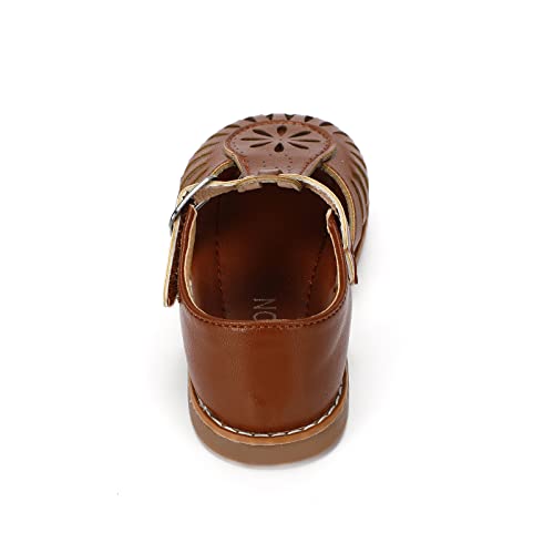 Girl's Leather Sandals Closed-Toe Princess Summer Dress Shoes (10 Toddler, Brown, Numeric_10)4