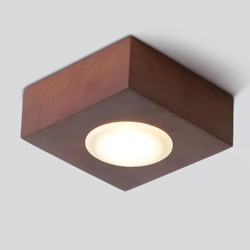 BFFGKGL 3W LED Pasillo de madera moderno Foco de techo Dormitorio cuadrado Foco empotrado Foco empotrable Iluminación decorativa Focos direccionales de cocina de madera para interiores para sala de es