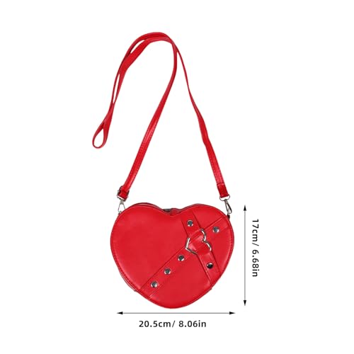 Didiseaon Heart Shaped Crossbody Bag for Women Cute Shoulder Satchel with Zipper Decorative Fake Leather Handbag for Parties and Casual Outings2