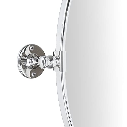 Image of TEHOME Oval Chrome Metal Pivot Bathroom Vanity Mirror Tilting Vanity Mirrors for Wall, Overall 22.99 x 24 inches (Mirrror 19 x 24 inches)