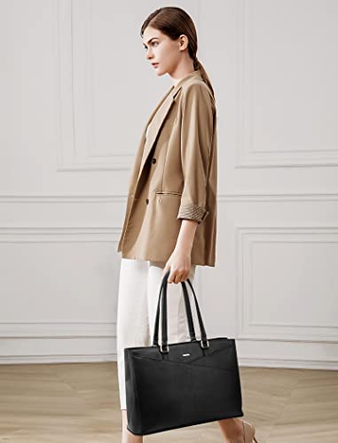 Laptop Tote Bag for Women 15.6 Inch Waterproof Leather Computer Laptop Bag Women Business Office Work Bag Briefcase Large Travel Handbag Shoulder Bag