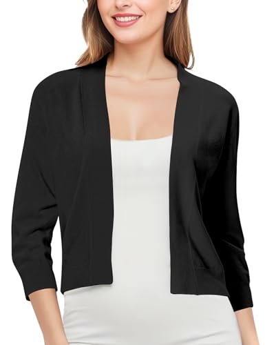 Image of Cardigan for Women, Lightweight Cardigans Women Dressy for Summer, Short Bolero 3 /4 Sleeve Cropped Shrug Sweaters Jacket