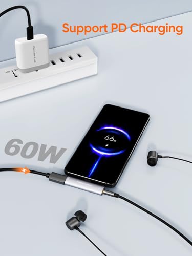 Image of CableCreation 2 in 1 USB C to 3.5mm Headphone Audio and Charger Adapter