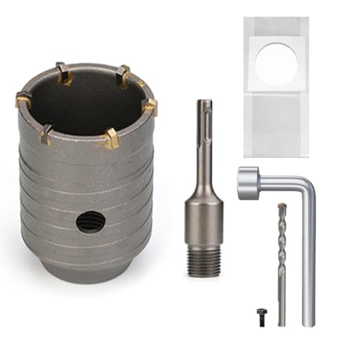 Concrete Hole Saw Kit with SDS Plus 2 50mm Concrete Hole Saw Set with 110mm SDS Plus Shank Connecting Rod for Concrete Cement Brick Stone Wall