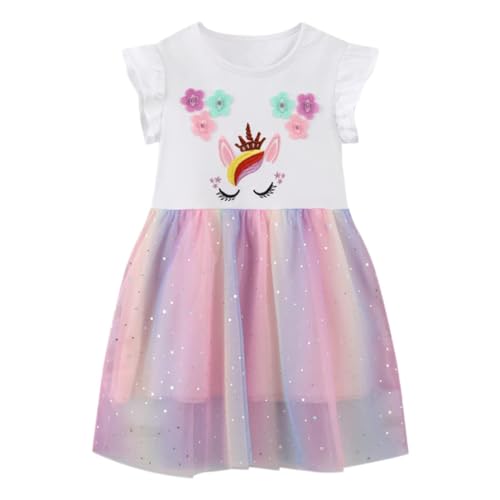 Image of Toddler Girls Tutu Dresses Cute Casual Short Sleeve Dress for Summer Daily Home School Party 2-8T