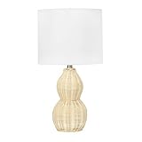 Creative Co-Op Gourd Shaped Rattan Table Lamp, Natural