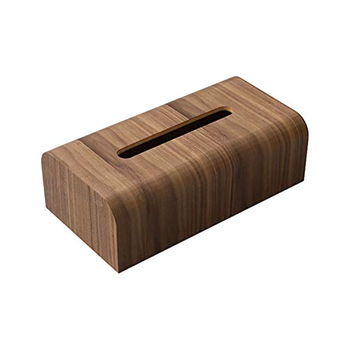 Yuanxue Rectangular Walnut Wooden Tissue Box, R Angle Facial Tissue Box Cover Napkin Holder Drawer Design Home Car Paper Towel Holder Organiser Tissue Dispenser for Kitchen Dinning Bathroom (Walnut)